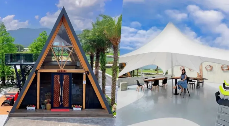 禾光同晨民宿》獨特金字塔造型套房、屋頂的白色天幕非常吸睛，檜木香氣誘人，三星鄉民宿推薦