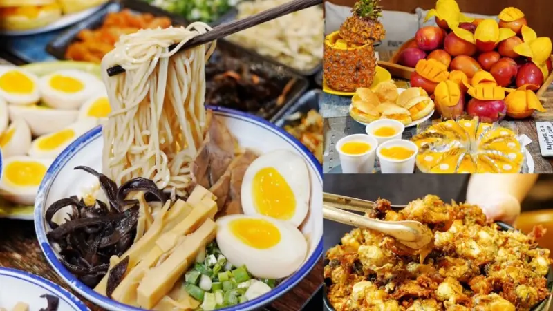 超過50種吃到飽只要399！拉麵配料、炸澎湖海鮮、整顆愛文芒果、加碼鳳梨啤酒隨你喝～