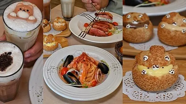 帕菲puffy｜鳳山區美食｜親子、寵物友善餐廳｜鳳凌廣場周邊義式餐廳｜三色萌熊泡芙、義大利麵、燉飯