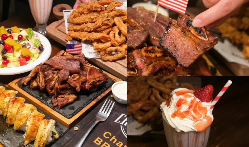 【台中美食】炭火俱樂部 Charcoal BBQ Club｜沙鹿海線超強美式餐廳，疊高高燒烤牛排山讓人直呼過癮！ - 肉依小姐吃什麼