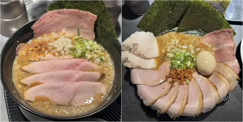 春㐂拉麵職人精心烹調的濃厚醬油豚骨背脂拉麵，粉嫩叉燒讓人無法抗拒！