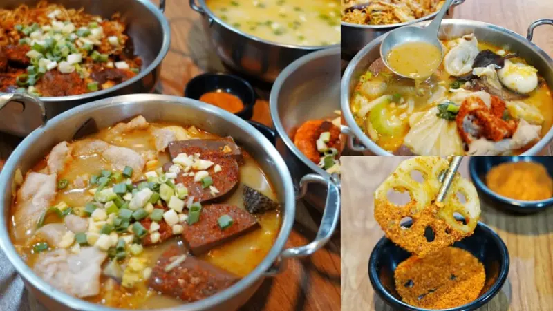 小火鍋就能吃到麻辣乾拌鍋！果凍鴨血買一送一，配料自助秤重，湯底免費6選1，還能無限續喝， 均附干碟蘸料超讚的～