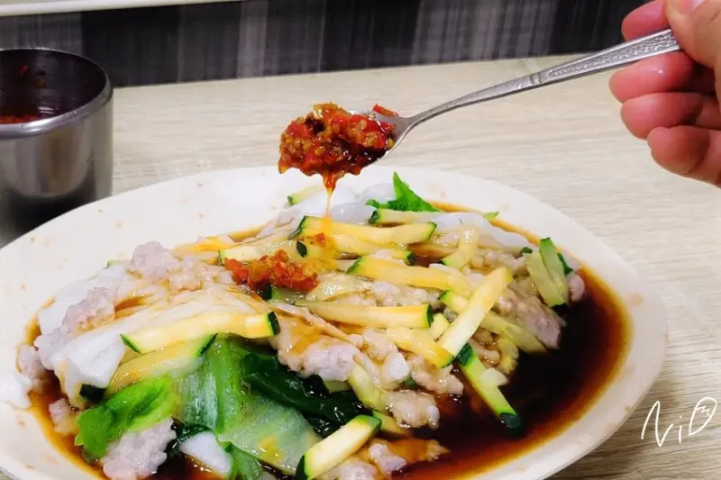 [新北板橋]蘊涵 廣東腸粉&陝西涼皮。櫛瓜鮮肉蛋腸粉。新埔市場現點現蒸腸粉 #捷運新埔站