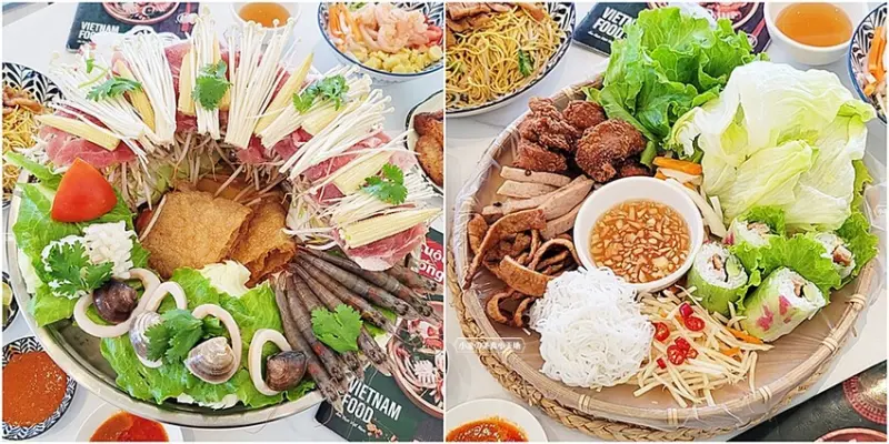 台中人氣越式料理首創帽子火鍋，料多實在吃法又逗趣，超澎湃越式滿漢拼盤，絕對讓你大呼過癮！！