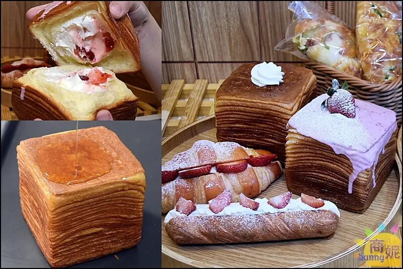 台中韓系麵包店草莓生乳千層吐司手撕立即爆漿超邪惡!草莓季甜點動作慢吃不到-商妮吃喝遊樂