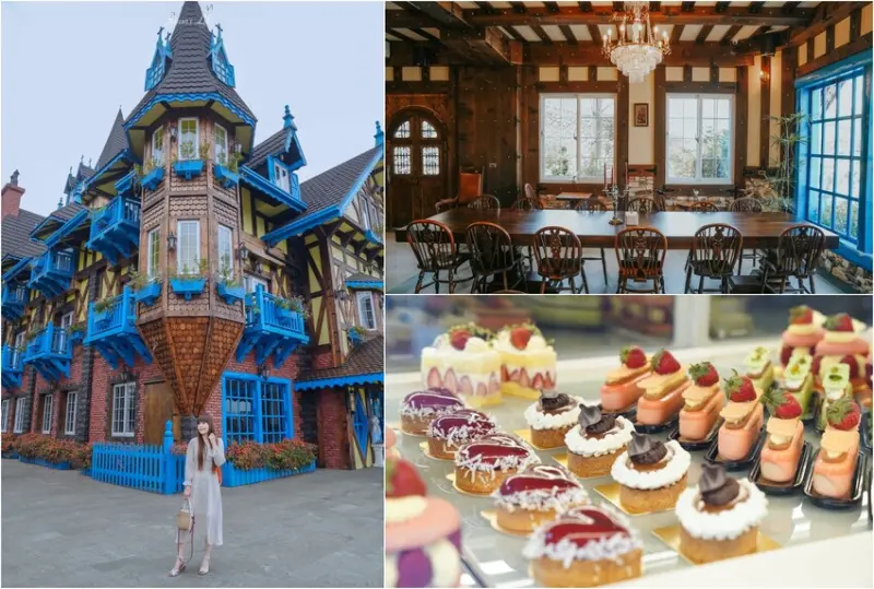 南投縣埔里鎮【南投埔里｜景點】藍色城堡X茱諾法式甜點。以為是國外，原來是在埔里，黃藍色移動城堡開幕了