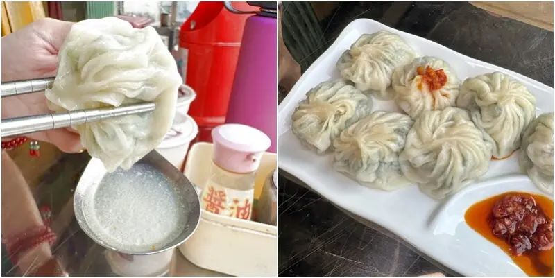 新竹縣竹東鎮隱身竹東市場超爆汁鮮肉湯包！像花朵美美的湯包食用時小心噴到別人！--跟著踢小米吃喝玩樂趣