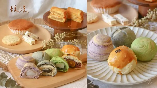 台中｜多款特色月餅，豐富多樣自由搭配。中秋禮盒推薦｜馥漫麵包花園