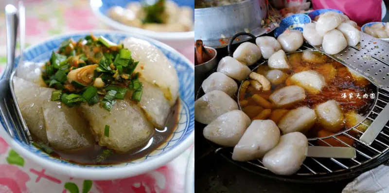 湯家大肉圓 ❙ 一顆40元的大肉丸、熱狗，獨特的韭菜醬汁，苗栗老店美食!