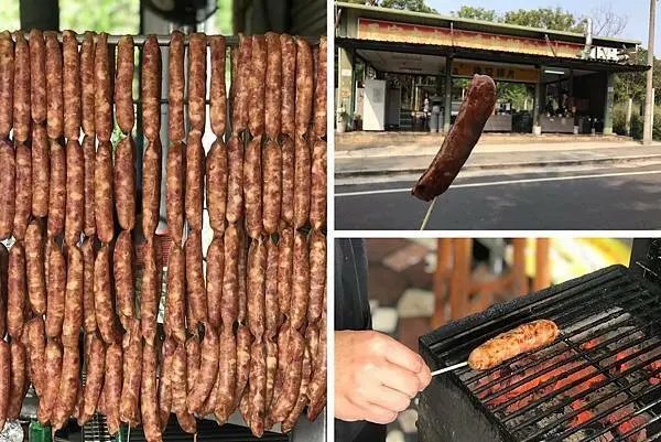 （新竹香腸）新竹人氣景點青草湖美食　現烤香噴噴爆水香腸超JUICY｜新竹香腸｜青草湖美食