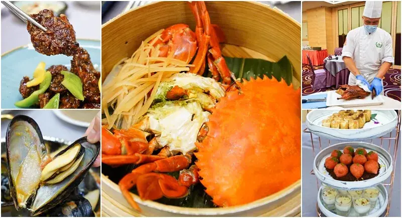 長榮鳳凰酒店鳳凰軒新宜蘭菜》在地食材八道開胃前菜，創意口味櫻桃鴨一鴨六吃，時令紅蟳每人一隻超過癮