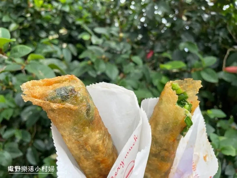 平日也要排隊的銅板美食【礁溪春捲伯】金黃外皮酥又脆，加上滿滿韭菜香好誘人，下車快點小碎步來接龍