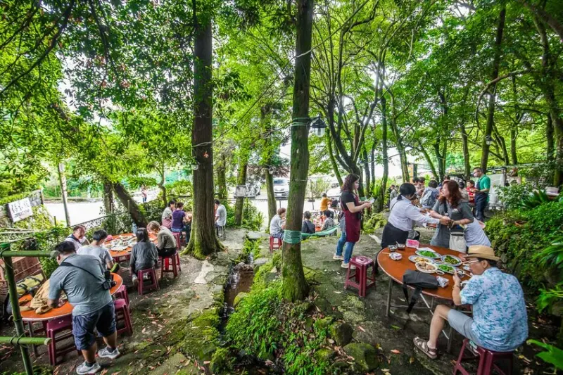 台北市北投區山園野菜餐廳｜森林系土雞城，在綠蔭林間裡大吃土雞