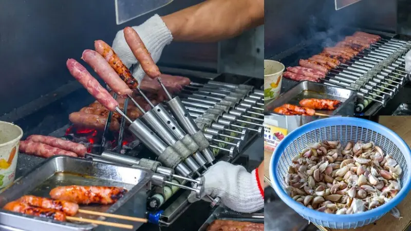 連香腸都要鋼管秀嗎？藏在鄉野間的炭烤香腸，店面不起眼卻要排隊的美味！免費蒜頭加小辣超過癮