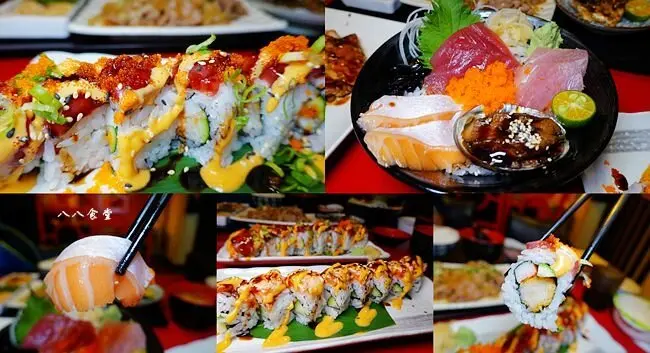 板橋日式料理 ▶ 八八食堂 ▶ 炸蝦鮪魚卷、三色珍鮑丼 平價大份量日式料理!