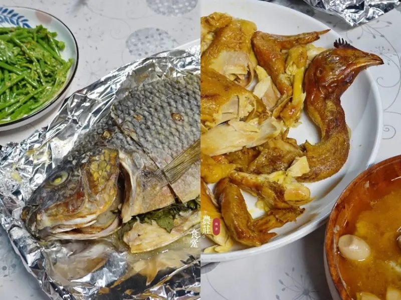 花蓮吉安—兩津農莊食堂｜山珍海味陸續上桌 滷肉飯還可無限取用｜南華國小