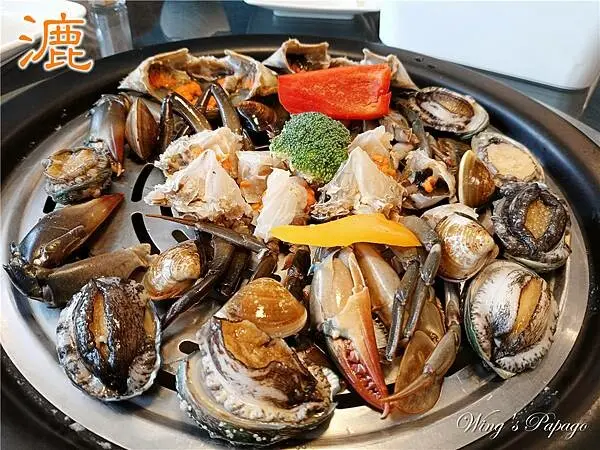 台北海鮮，大海老，沙母，鮑魚一次滿足，漉-海鮮蒸氣鍋松江店，干貝粥，頂級牛五花，松江南京美食，台北海鮮餐廳，尾牙春酒節慶聚餐。