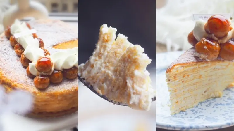 台北訂製數字蛋糕推薦《時飴approprie》聖多諾黑小泡芙字母千層，極致夢幻柔軟餅皮搭上滑順奶醬，今年生日