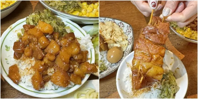 北飄南部人一定要吃的飄香甘甜焢肉飯😋每天不排隊都吃不到的老滷汁滷肉飯😱--跟著踢小米吃喝玩樂趣