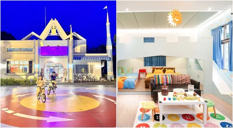 嘉義親子住宿》詩情夢幻城堡~溜滑梯主題房,兒童超跑,Cosplay,玩沙坑,打羽球,披薩DIY,晚會魔術表演,放天燈,