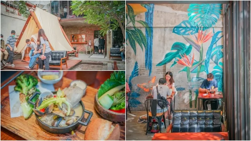 Heynuts Alley Cafe 堅果小巷 ▏挑高兩層樓老宅玻璃屋 門口大帳篷露營風超搶眼。燉鍋早午餐必點。寵物友善餐廳 / 台中美食