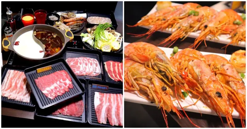 這間麻辣鍋吃到飽海鮮很威，竟然有火烤兩吃好特別，烤蝦超好吃，鐵板烤蝦好像有夠香