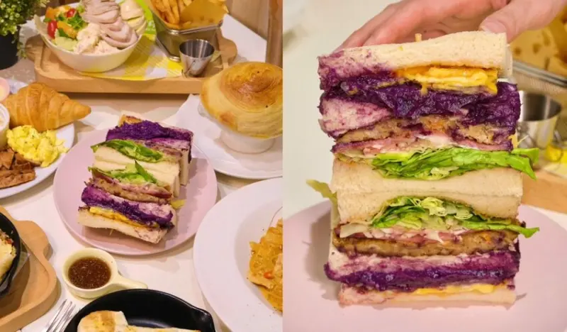 【台北美食】Dejia得嘉野餐廚房｜西門町人氣排隊平價早午餐，每日限量爆餡紫薯吐司不可錯過! - 肉依小姐吃什麼