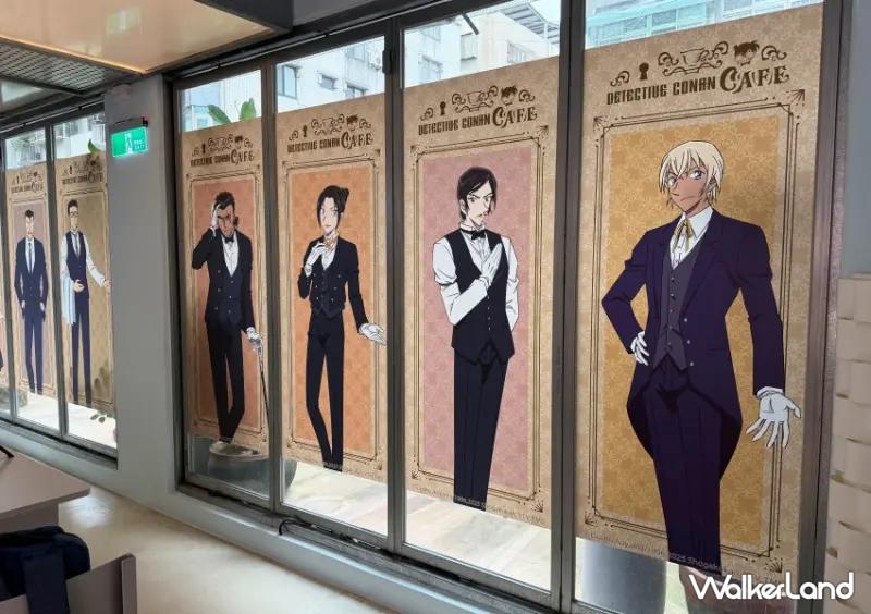 ▲東區柯南執事主題咖啡廳！店內柯南、安室透穿上執事服，窗邊也有角色們身影。(攝影：鄭亦庭)