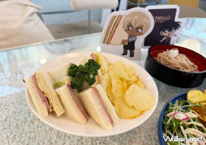 ▲台北柯南主題咖啡廳限定餐點，柯南蝴蝶結造型餐、APTX-4869蕎麥麵、與安室透信州味噌三明治必拍。(攝影：鄭亦庭)