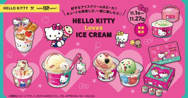 ▲31冰淇淋變可愛了，攜手HELLO KITTY推出可可愛愛的新品。