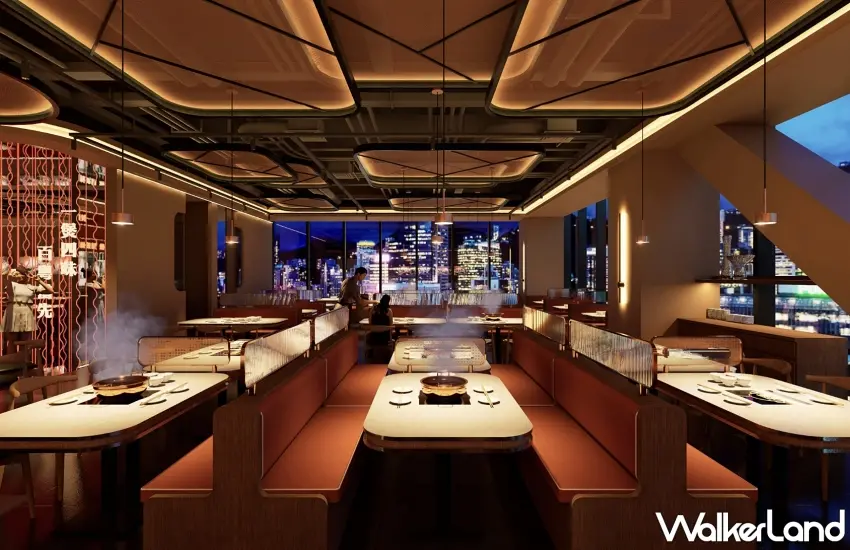 ▲撈王鍋物料理店內設有獨立包廂與景觀座位區,大片落地窗可欣賞城市夜景,為聚餐體驗增添品味