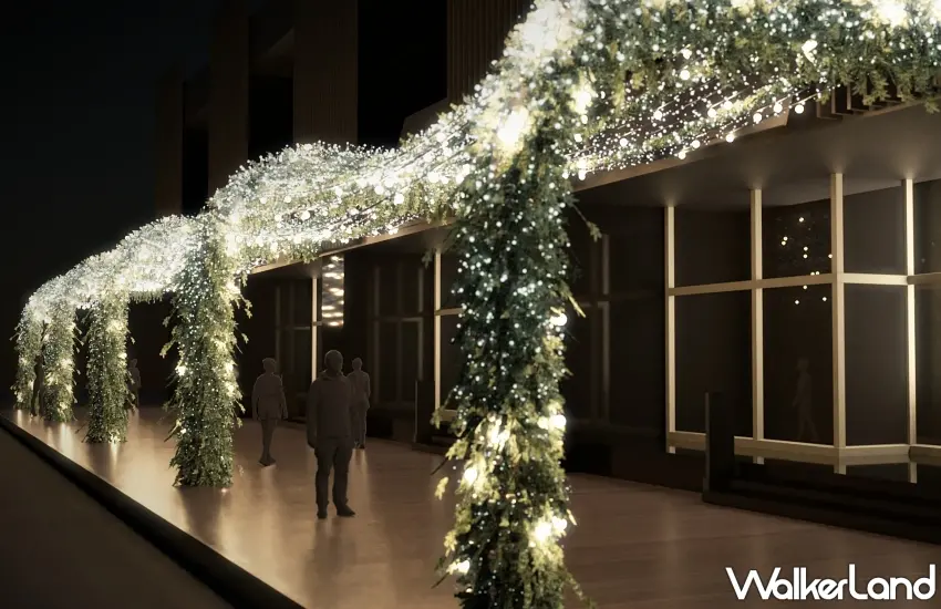 ▲2025年「光之道」的示意圖,燈光從廊柱間垂墜,營造出浪漫的光廊效果