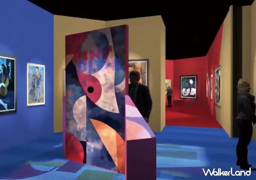 ▲台北畢卡索沈浸式光影展以7大展區，重現畢卡索藍色時期、粉紅時期、各時期自畫像與立體派的經典作品。