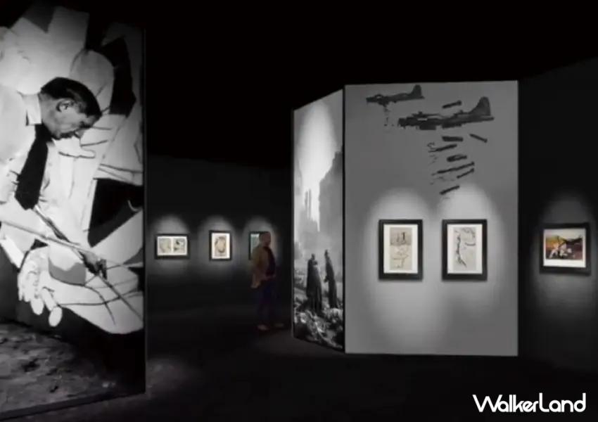 ▲畢卡索沈浸式展覽必看亮點，透過大型投影、創作草圖以及感官體驗呈現畢卡索反戰巨作《格爾尼卡》。