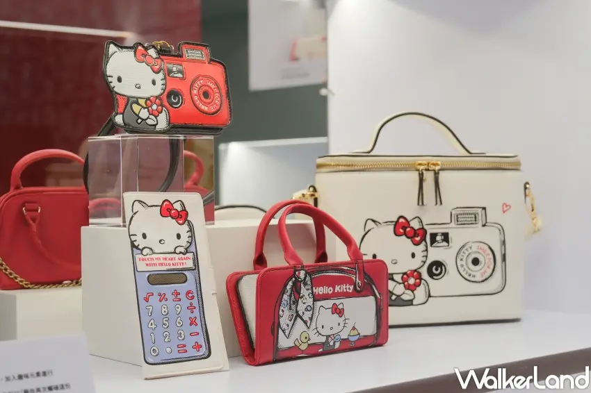 ▲展覽回顧Hello Kitty聯名歷史，展示地區限定與珍貴周邊。（攝影：張人尹）