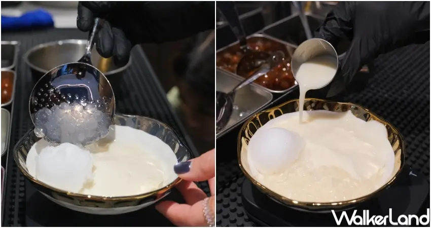 ▲山海豆花限定觀日茶香絹豆花，在SOMA中山店限定開賣。（攝影：張人尹）