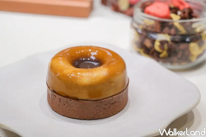 ▲焦糖可可穀脆塔以蛋白穀脆入餡,補充優質蛋白質與纖維。(攝影:張人尹)