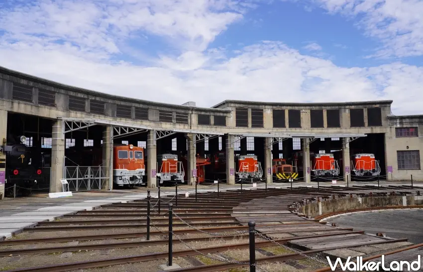 ▲津山鐵道教育館為日本第二大扇型車庫。（攝影：楊婷雅）