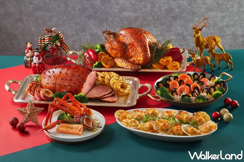 ▲熱食區集結焗烤扇貝、西班牙海鮮飯等多國人氣料理。週五晚餐、週六日及特殊節日還有「聖誕火雞」、「香料火腿」輪番上桌