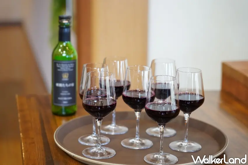 ▲「蒜山酒莊」歡迎葡萄酒愛好者試飲，也有提供無酒精飲品。（攝影：楊婷雅）