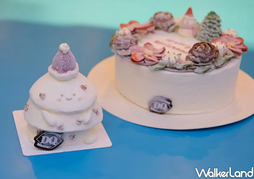 ▲12/1起,DQ推出台灣限定聖誕限定蛋糕「花圈禮讚冰淇淋蛋糕」與「小樹雪人獨享冰淇淋蛋糕」(攝影:鄭雅之)