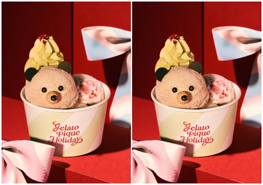 ▲草莓可麗餅必吃!日本 gelato pique cafe 聖誕節新品來了,草莓聖誕熊可麗餅超可愛。