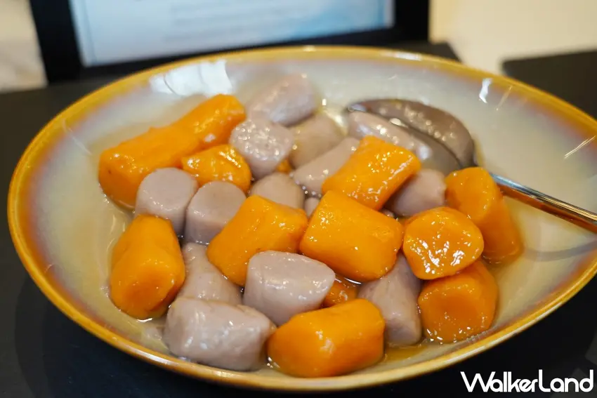 ▲新北北海溫泉洲際酒店早餐就吃得到金山芋圓王。（攝影：楊婷雅）