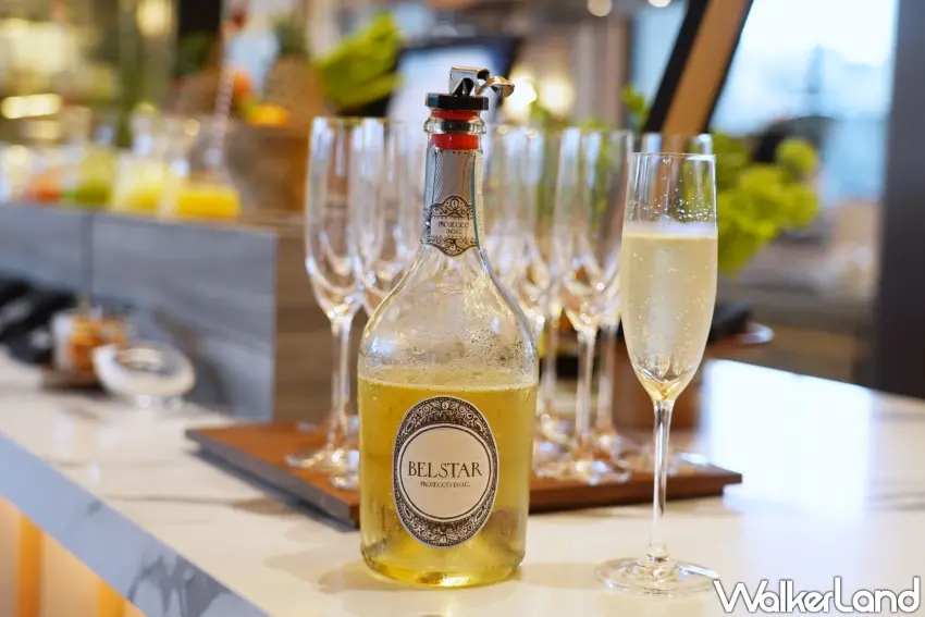 ▲「新北北海溫泉洲際酒店」早餐享氣泡酒喝到飽。(攝影:楊婷雅)