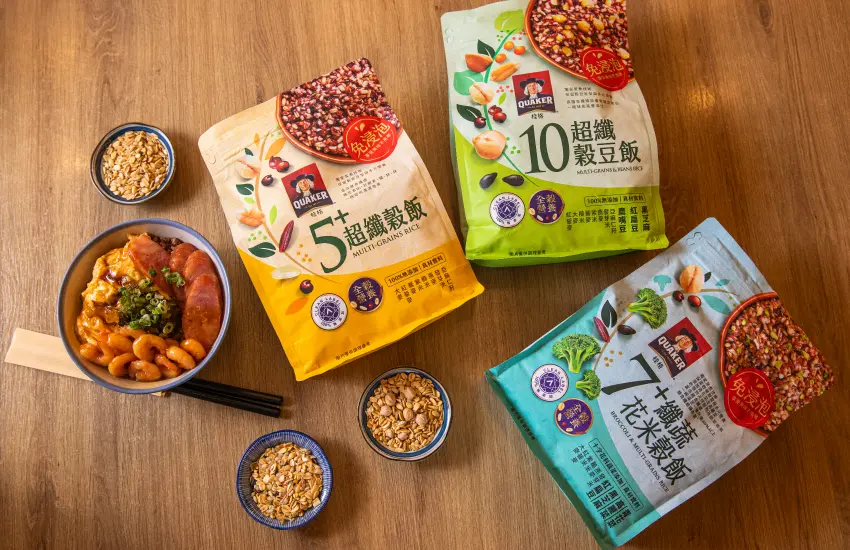 ▲桂格免浸泡超纖穀飯系列，分為5+超纖穀飯、10超纖穀豆飯、7+超蔬花米穀飯