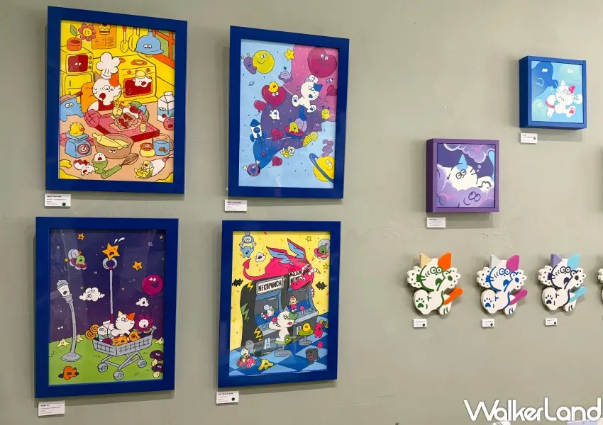 ▲日本插畫家tama原畫不只能現場觀賞，還能預購帶回家裝飾。(攝影：鄭亦庭)
