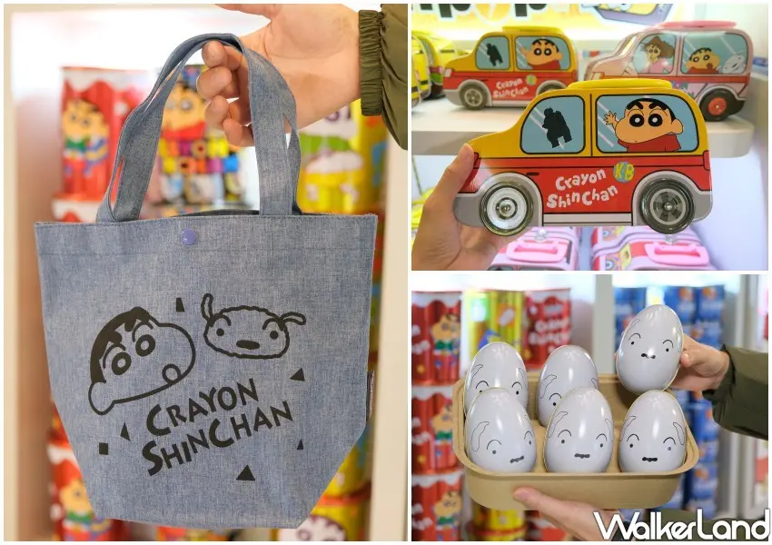 ▲TINPOP購買蠟筆小新系列周邊滿額就送托特包。(攝影:鄭雅之)