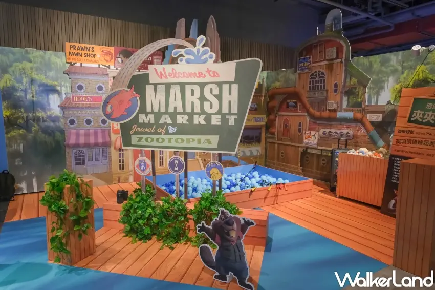 ▲動物方城市2快閃店登陸南港LaLaport,還原城市與沼澤市場。(攝影:張人尹)