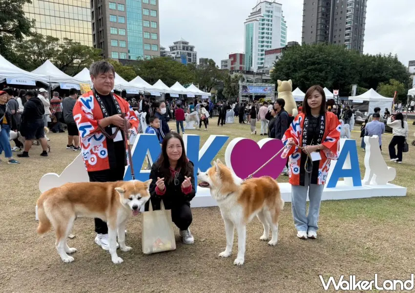 ▲2025日本秋田縣觀光物產展有超萌秋田犬合影。(攝影:鄭雅之)