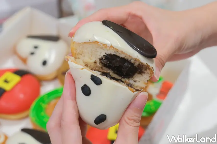 ▲Krispy Kreme巧酥史努比,心形甜甜圈灌入OREO卡士達內餡。(攝影:張人尹)